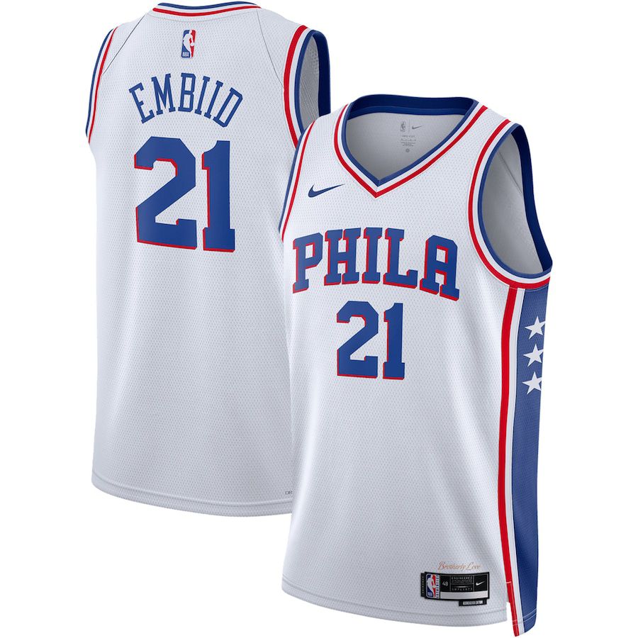 Men Philadelphia 76ers #21 Joel Embiid Nike White Association Edition 2022-23 Swingman NBA Jersey->philadelphia 76ers->NBA Jersey